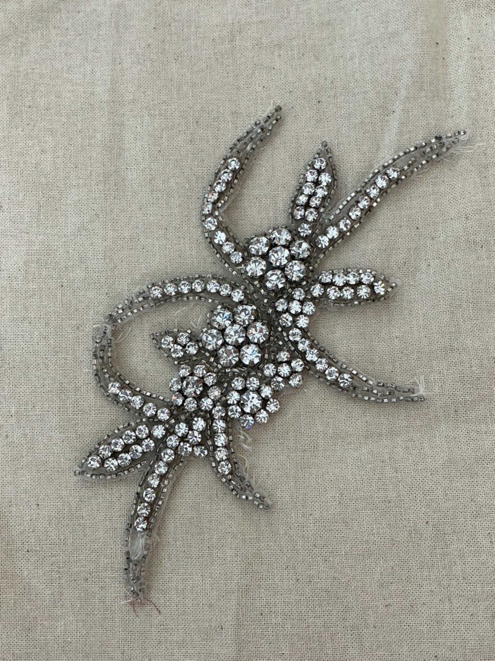 Silver Crystal Floral Hair Applique